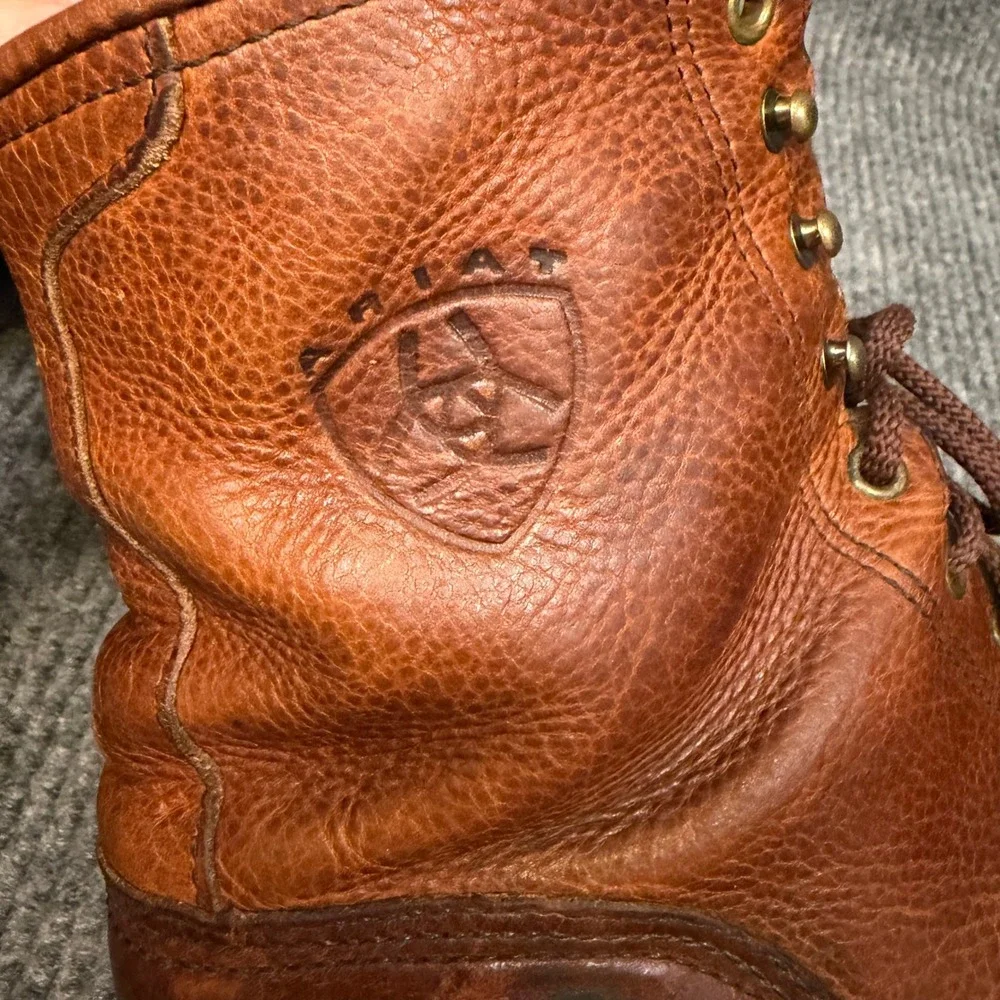 Ariat Heritage Lacer Boots Men 10D Brown Leather Kiltie Western Rodeo Workwear